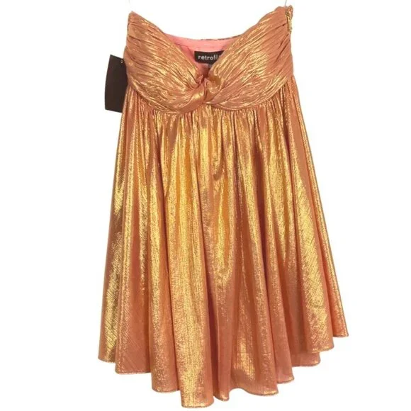 NWT Retrofete Kaiser Dress, in Apricot, size XXS, 95% polyester, 5% spandex - Picture 4 of 16